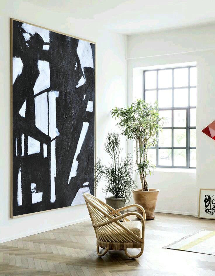 Acrylic On Canvas Abstract,Black And White Minimal Painting On Canvas - Original Abstract Painting Canvas Art